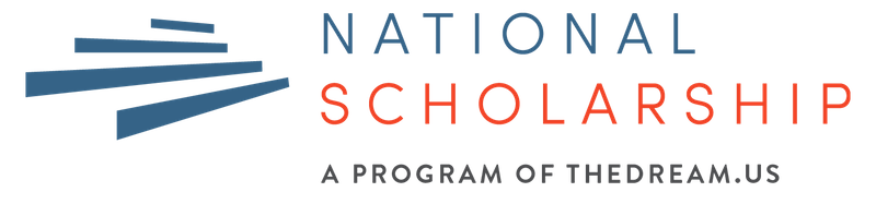A logo in blue and red that reads: National Scholarship, a Program of TheDream.us