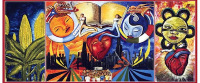Painting titled Corazon sin Fronteras