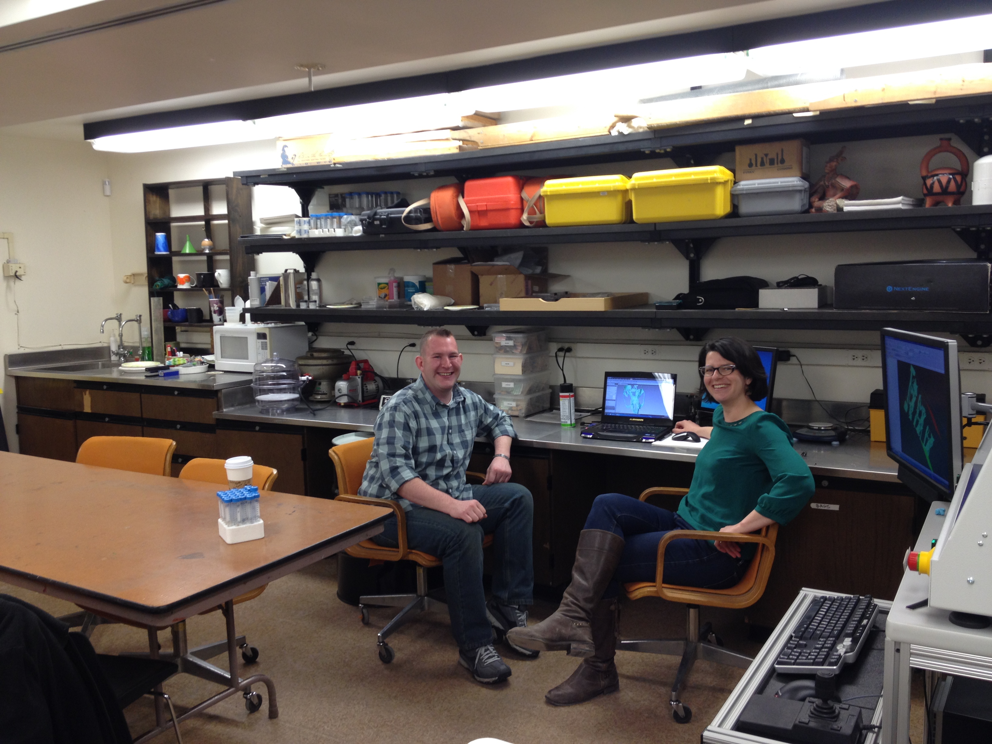 Students and faculty use the Anthropology Lab and its resources for their work.