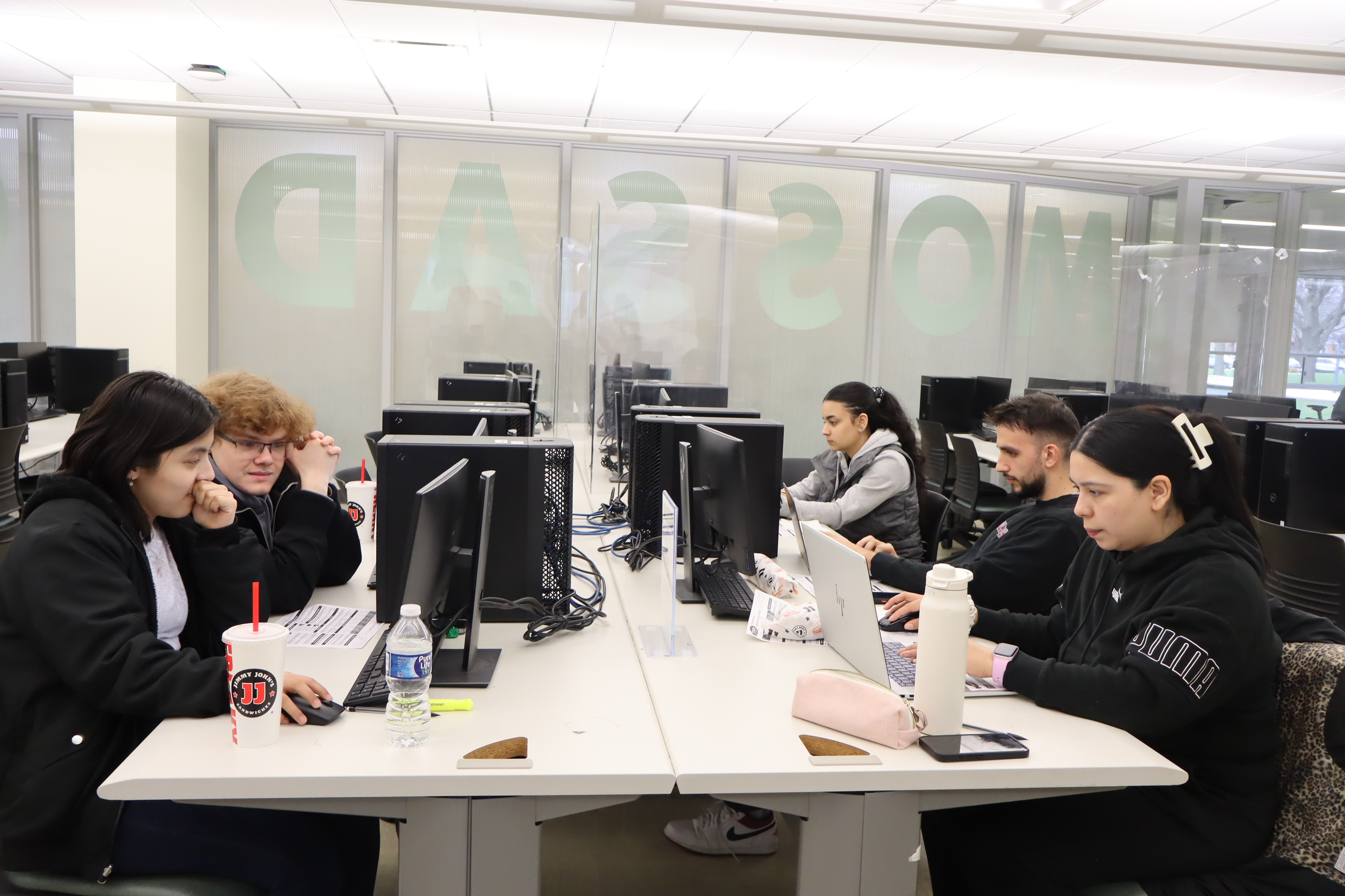 Students seated in a computer lab