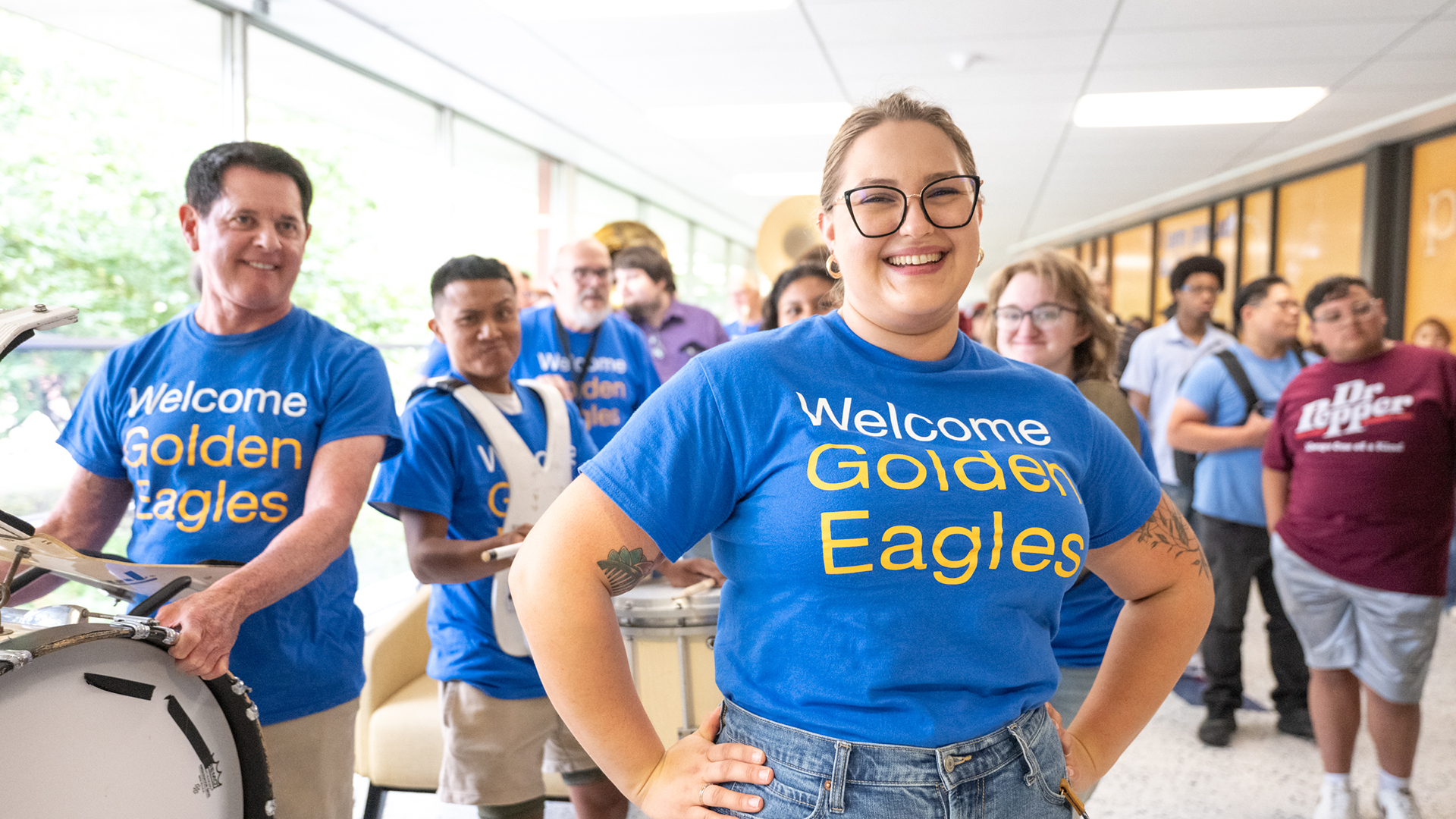 Students and staff celebrating Welcome Day