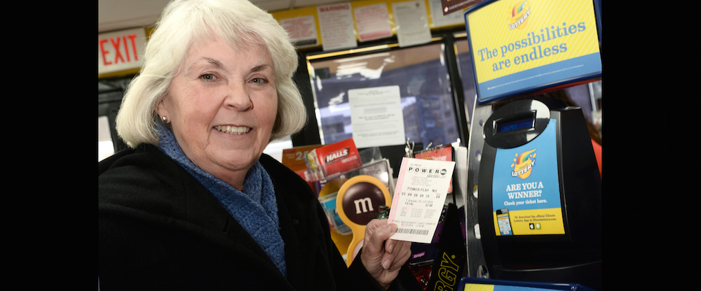 President Sharon Hahs purchases a Powerball ticket.