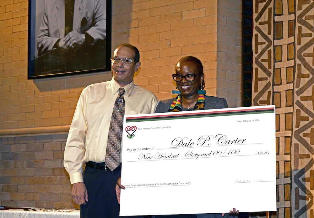 Dale Carter receives the Black Heritage Committee Scholarship 