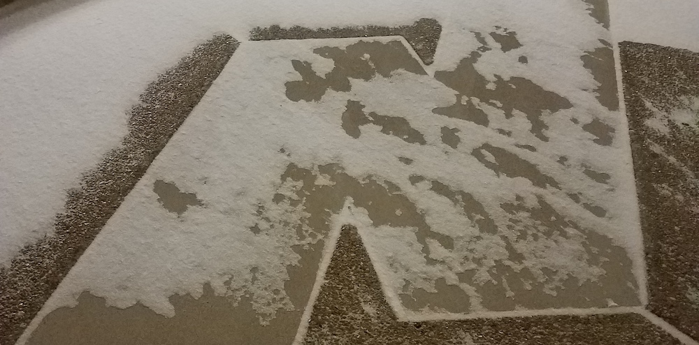 Snow on the Northeastern Illinois University logo