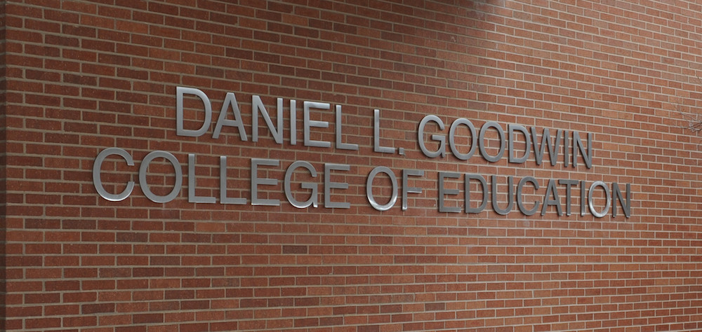 Signage for the Daniel L. Goodwin College of Education