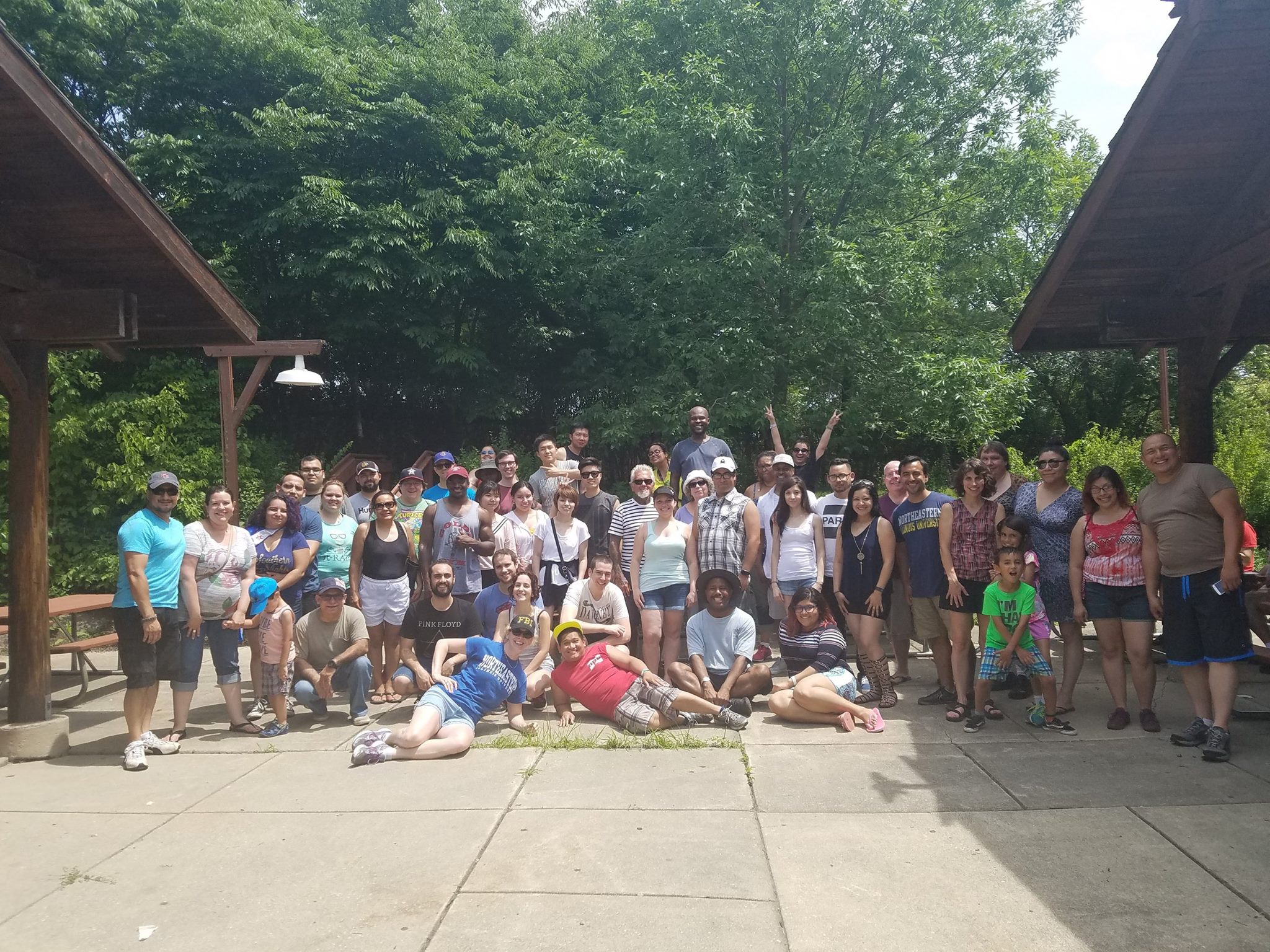 A group poses at Six Flags in 2016.