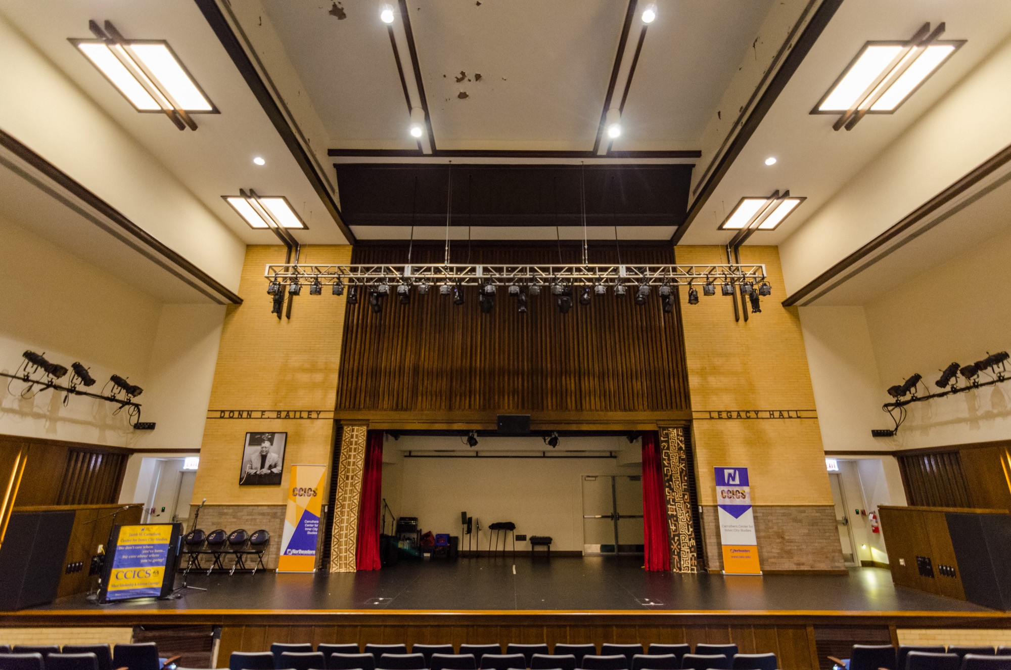 The stage inside Legacy Hall at Carruthers Center
