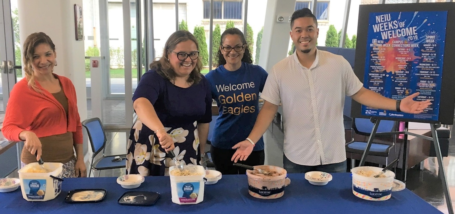 Denise, Dr. Maria Luna-Duarte, Mimi and Albert getting ready to give out a midday ice cream treat