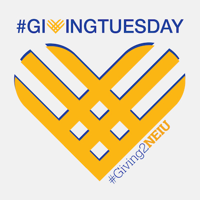 The Giving Tuesday logo featuring a gridded gold heart shape