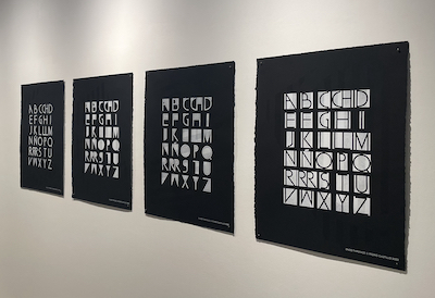 Pedro Castillo's Enzo font family on display at Marwen. Photo courtesy of Marwen. 