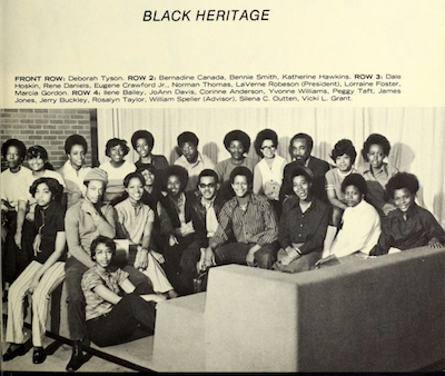 Photo of NEIU's Black Heritage Club in 1971 from the NEIU Yearbook.