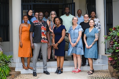 Members of the GHRAD Center with members of the TRC outside TRC headquarters in Burundi