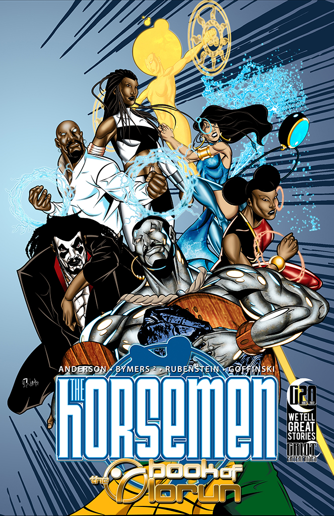 Image of graphic novel cover: super hero figures all posing in different directions