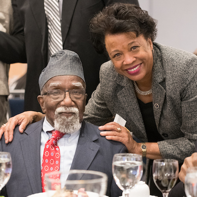 Photo of William C. "Doc" Speller with Northeastern President Gloria J. Gibson at the Project Success 50th anniversary celebration.