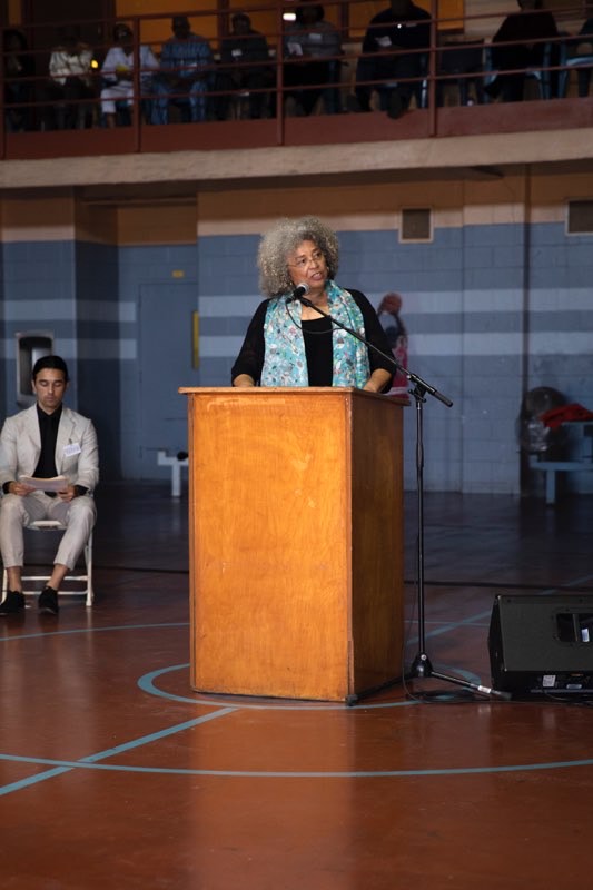 Angela Davis speaking to graduates