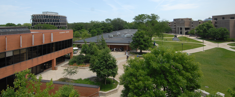 Photo of NEIU's Main Campus overlooking the Commons