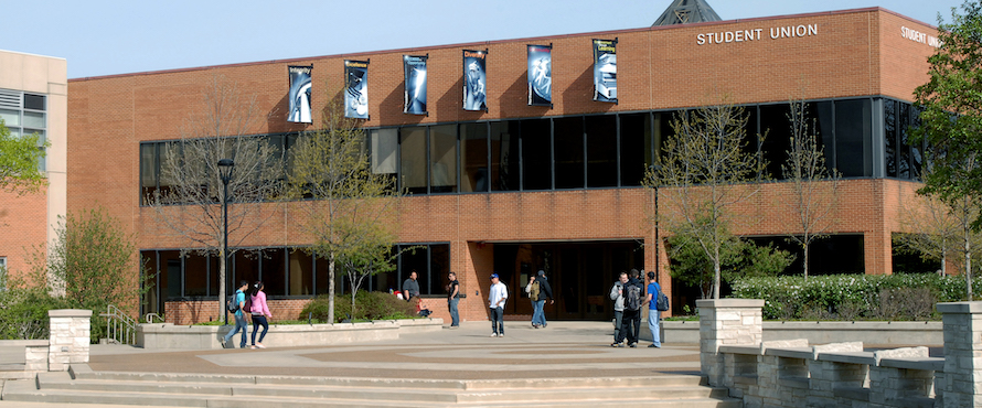 The south side of the Student Union Building on the Main Campus