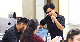 Students using a computer.