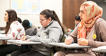 Students in a classroom.