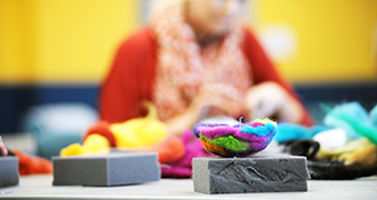 A student working on a project.