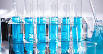 Blue liquid in test tubes