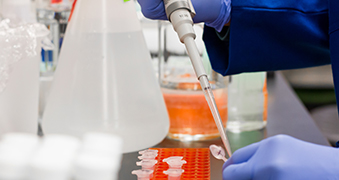 A student doing a lab experiment