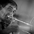 Steven Duncan playing the trombone