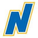 The NEIU Flying N logo of a blue capital N outlined in gold yellow