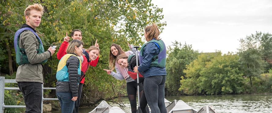 exchange students on canoe trip