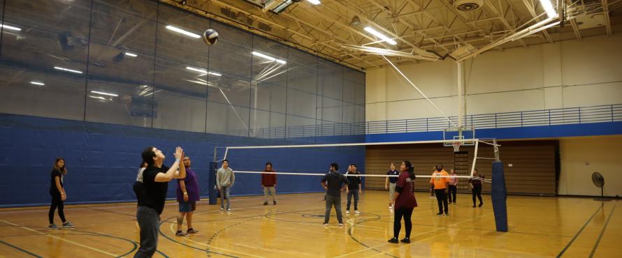 Man serving at the start of Volleyball game