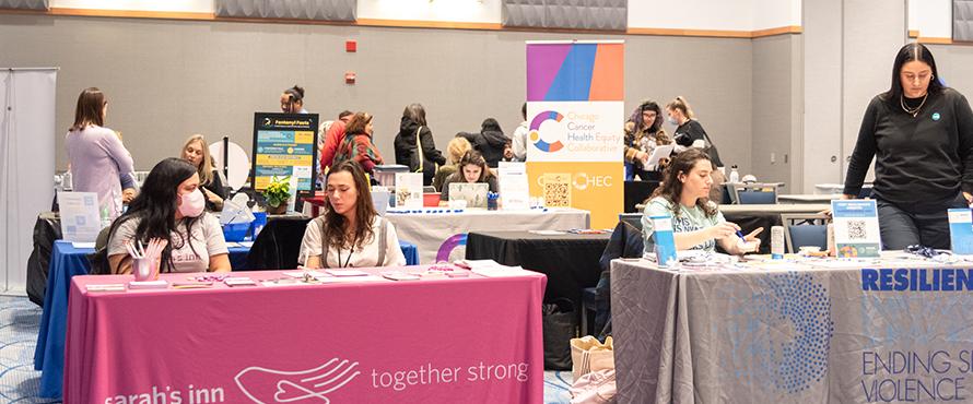 A photo of the Fall 2023 health fair depicting multiple non profit organizations at their tables
