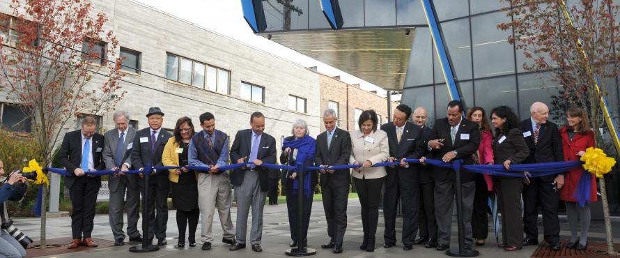 Northeastern Illinois University President Sharon Hahs and dignitaries cut the ribbon at El Centro on Sept. 30.