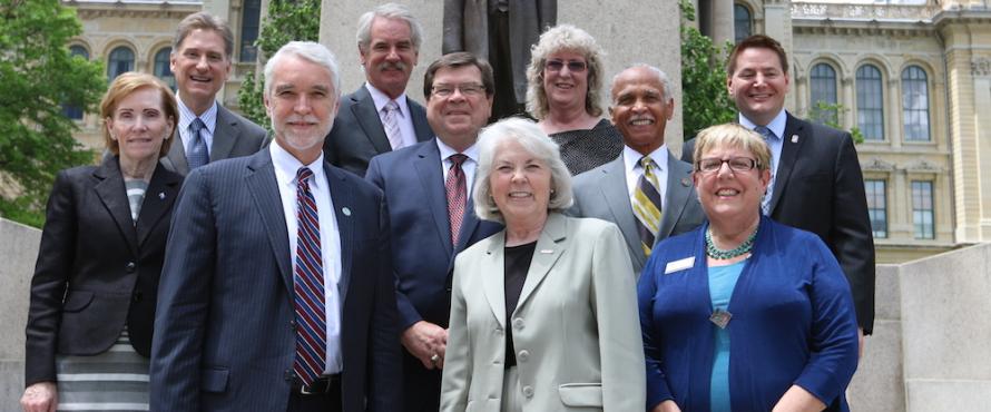 Presidents and Board of Trustee chairs representing Illinois’ nine public universities