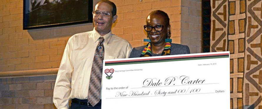 Dale Carter receives the Black Heritage Committee Scholarship 