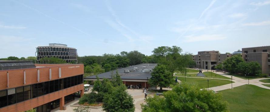 Elevated view of the University Commons on the Main Campus
