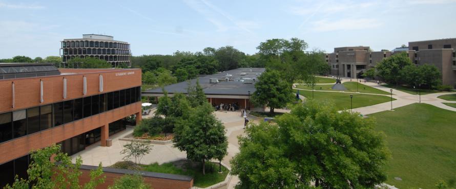 A view of the Northeastern Illinois University Commons.