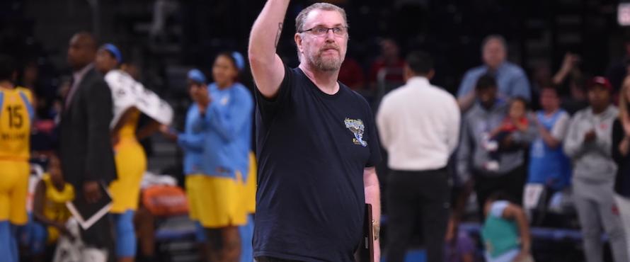 Stephen Joseph waves to the crowd at the Chicago Sky game.