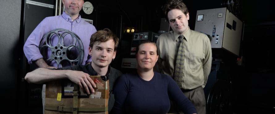 From left: Northeastern Assistant Professor Shayne Pepper and Julian Antos, Becca Hall and Kyle Westphal of the Chicago Film Society