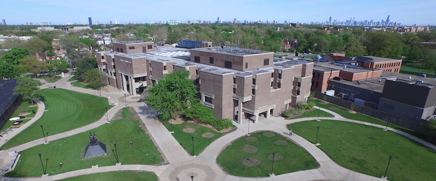 A photo of the aerial view of Northeastern's Main Campus