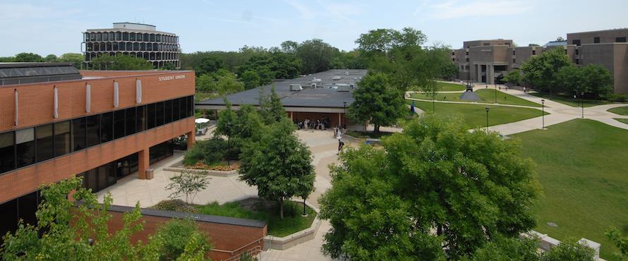 Photo of NEIU's Main Campus overlooking the Commons