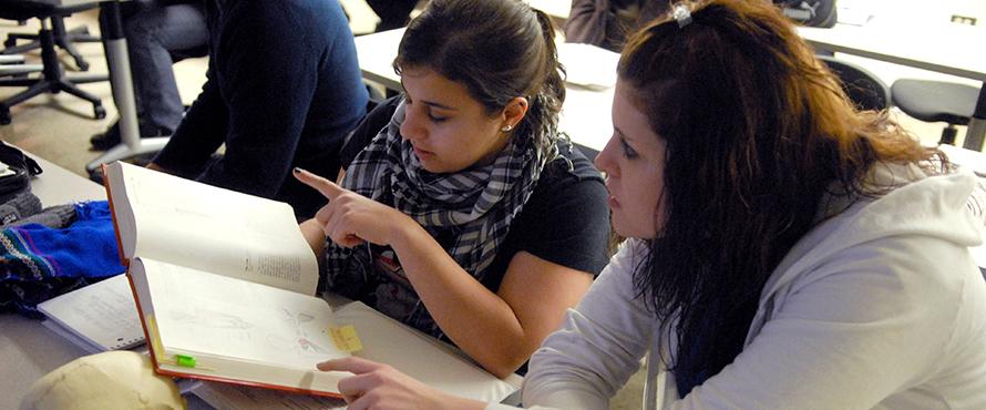 Biological anthropology students work with bones in hands-on labs.