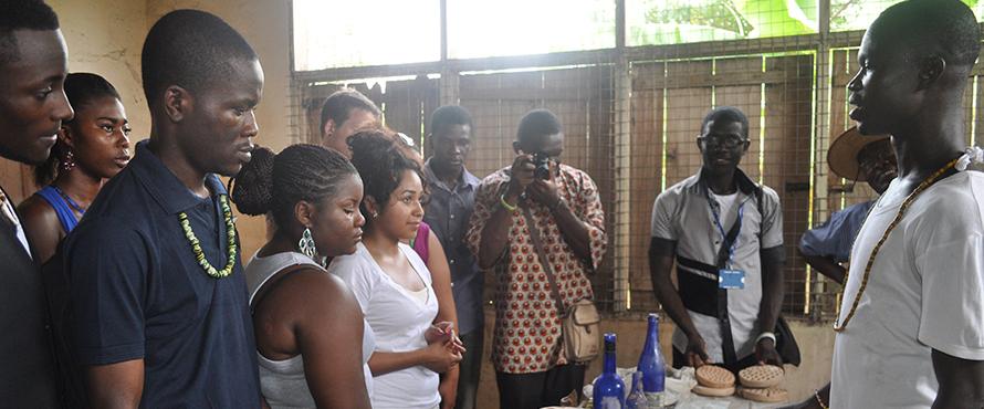 NEIU and Ghanian students work on research projects together.