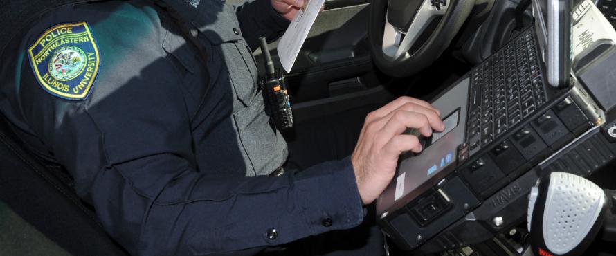 Officer using in car computer