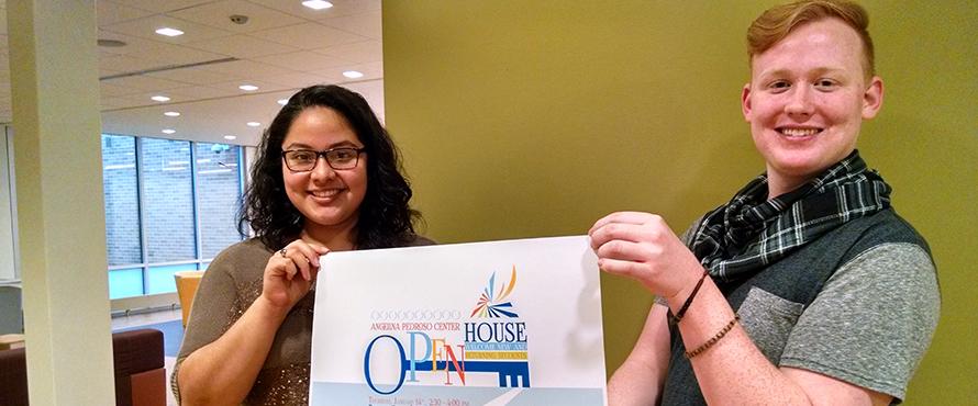 Student greeters at Pedroso Center Welcome Open House