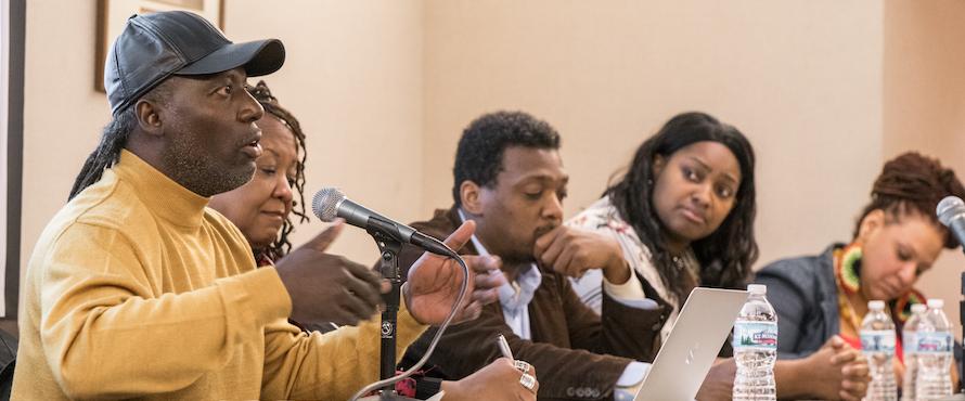 Photo of a panel discussion at the Northeastern GHRAD Conference in 2019.