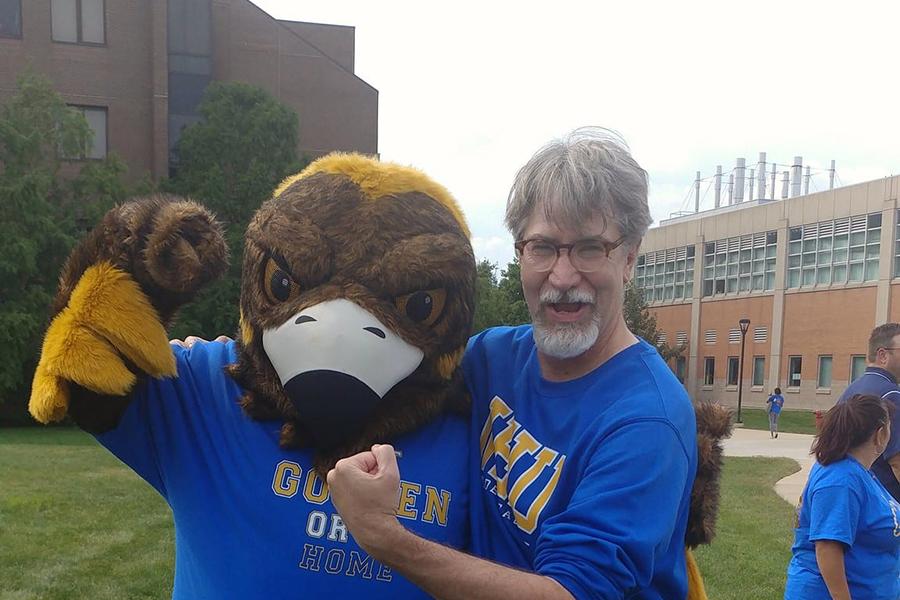 Dean Harris with Goldie