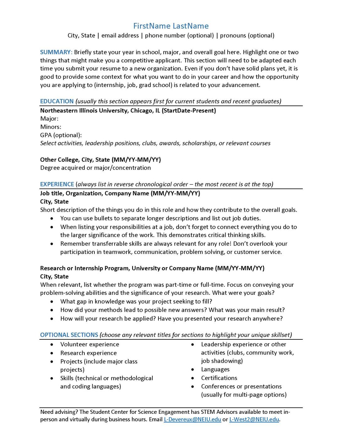 SCSE Resume Template