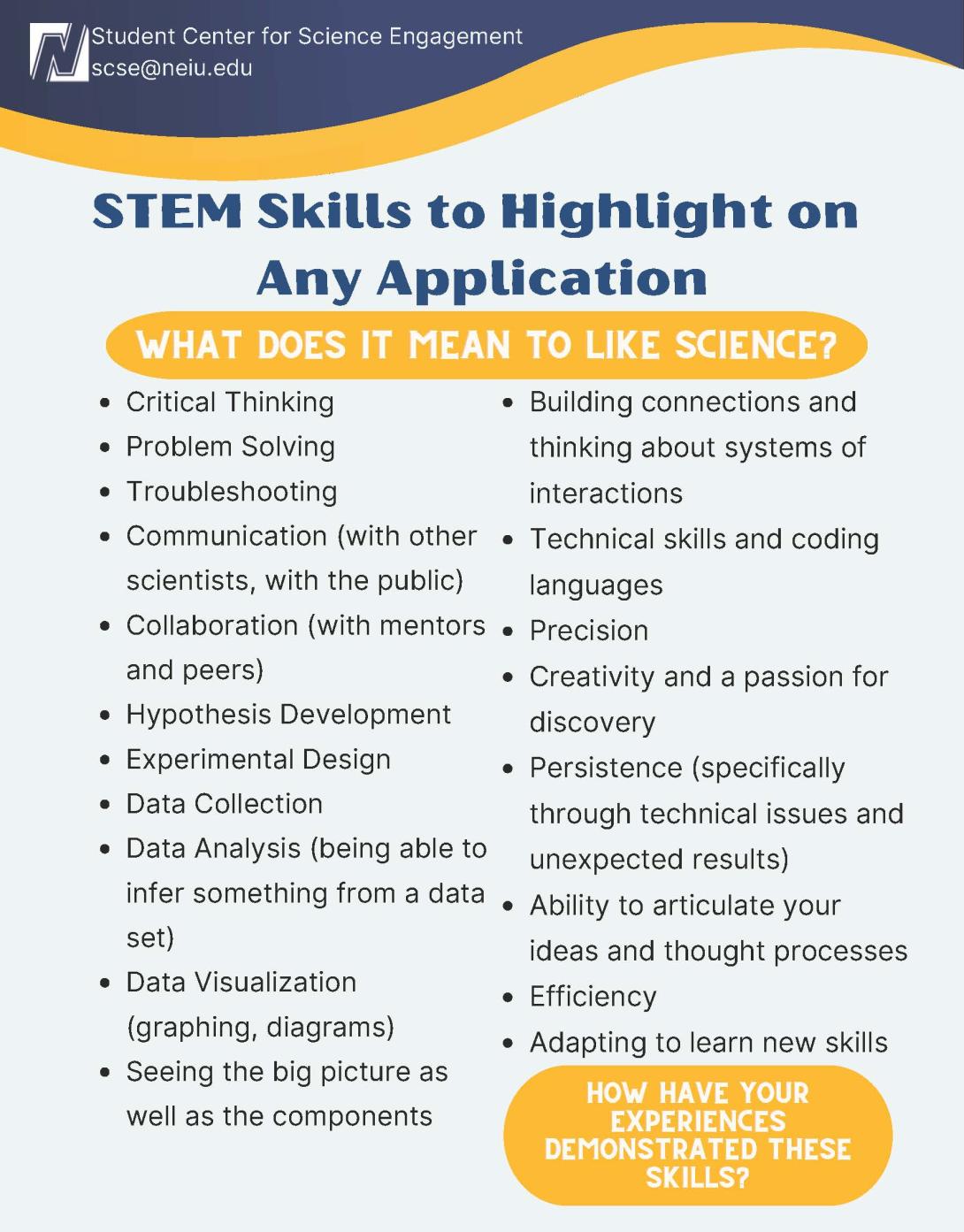 STEM skills hand out
