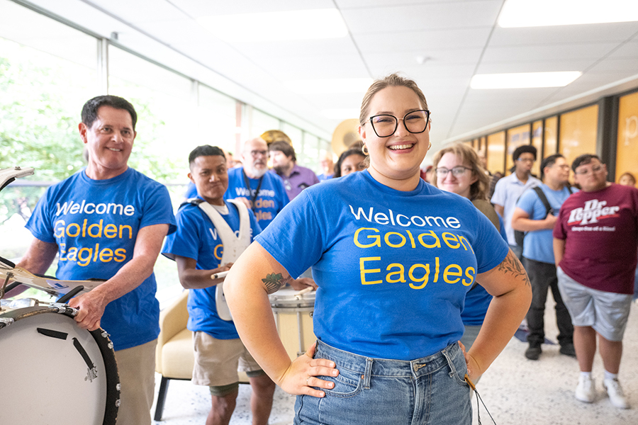 Students and staff celebrating Welcome Day