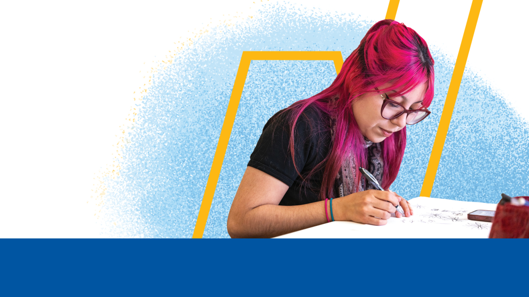 Female student drawing